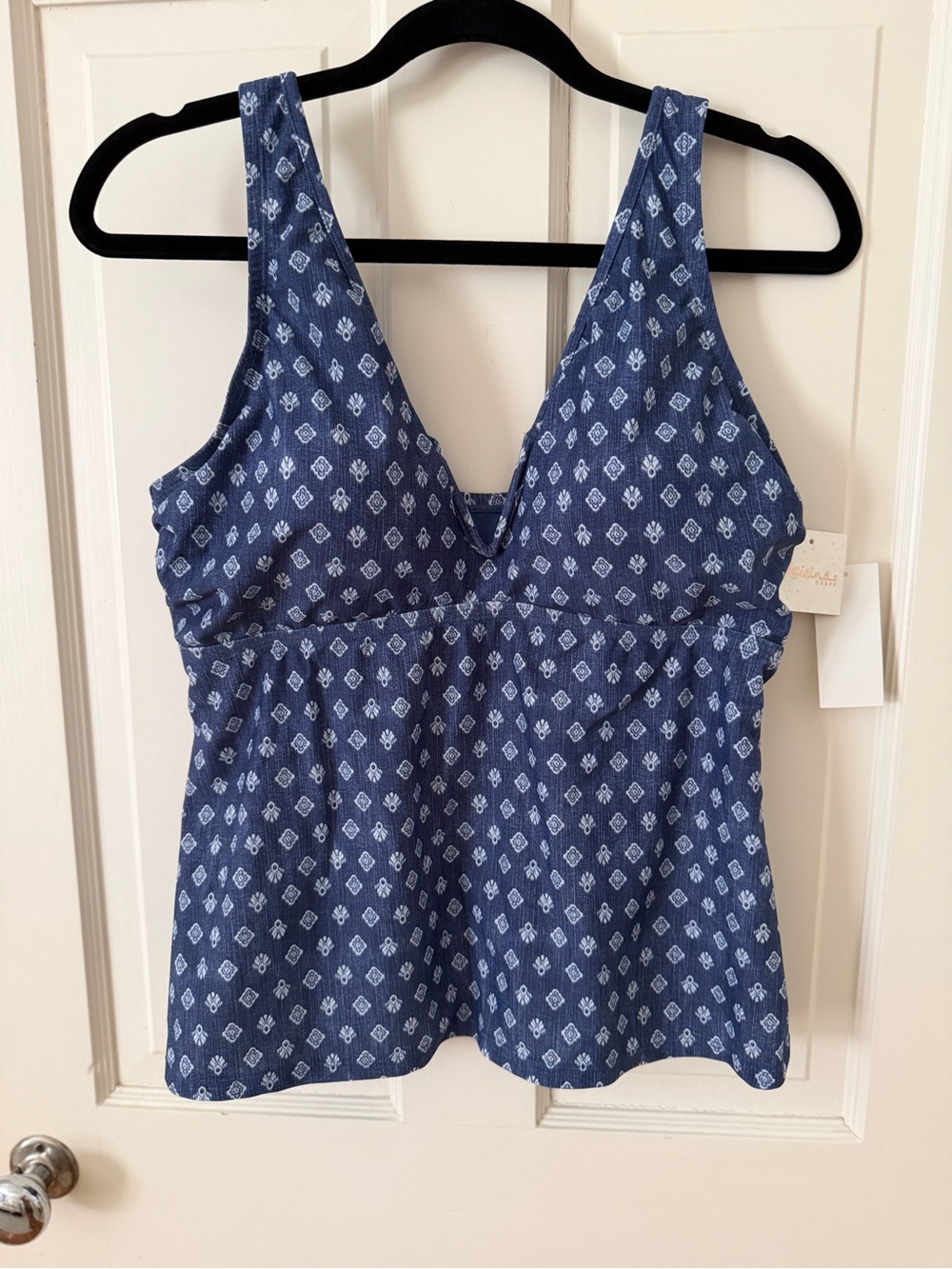 Women's Blue Printed Tank Top - Sleeveless V-Neck and swim skort!